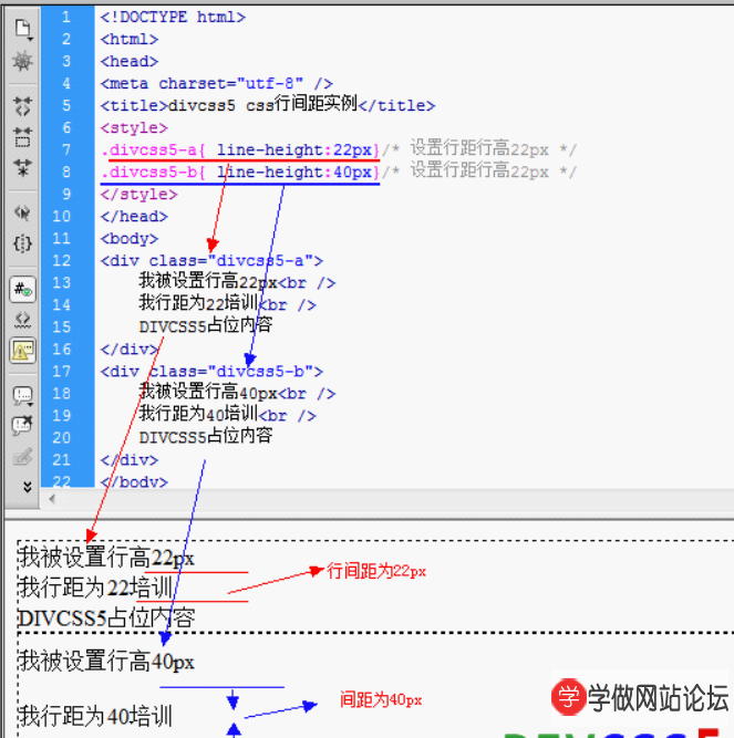 CSS设置文字行高行间距